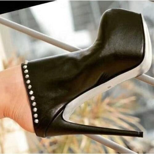 SHOFOO shoes,Elegant and fashionable womens shoes, decorated with rivets, about 18cm high-heeled womens shoes.SIZE:34-45