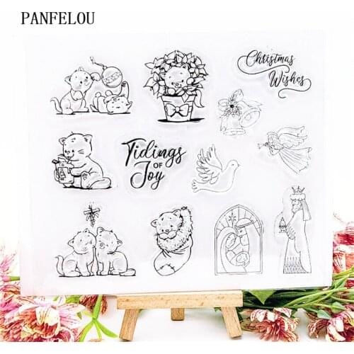 PANFELOU 17x15cm cat baby Transparent Silicone Rubber Clear Stamps cartoon for Scrapbooking/DIY Easter wedding