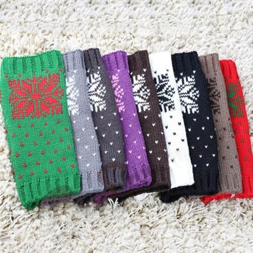 Q Fashion Half Finger Gloves Keep Warm Women Mittens Snowflake Pattern Knitting Wool Leisure Occasions Unisex Winter Gloves