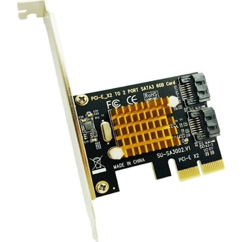 SATA Card PCI-E 2X 4X 8X 16X Controller Cards PCI Express to SATA 3.0 2-Port SATAIII 6Gbps Expansion Adapter Boards Add On Cards