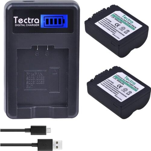Tectra 2x900mAh CGA-S006 DMW-BMA7 S006 CGR-S006E Battery+LCD USB Charger for Panasonic DMC FZ7 FZ8 FZ18 FZ28 FZ50 FZ30 L50