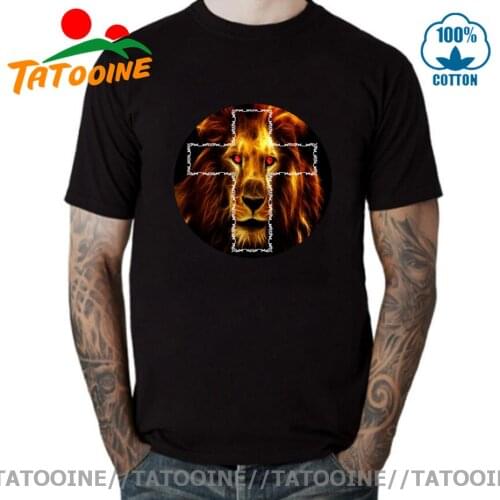 Tatooine Streetwear Fashion Clothing Rasta Lion of Judah T shirt men Lion Cross Red Eye Gift T-shirt Cool Hiphop Harajuku tshirt