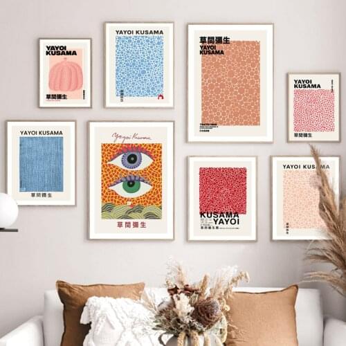 Japan Yayoi Kusama Polka Dot Eye Pumpkin Wall Art Canvas Painting Nordic Posters And Prints Wall Pictures For Living Room Decor