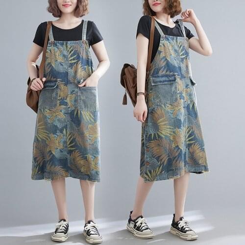 M-2XL Fashion Women Casual Sleeveless Denim Dress Retro Long Dresses Big Pockets Dress