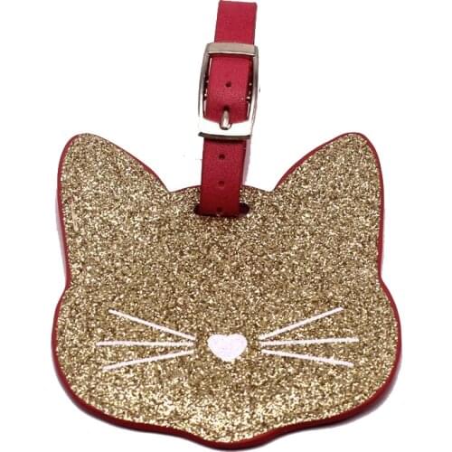 Zoukane Leather Suitcase Luggage Tag Cat Label Bag Pendant Handbag Travel Accessories Name ID Address Tags LT24