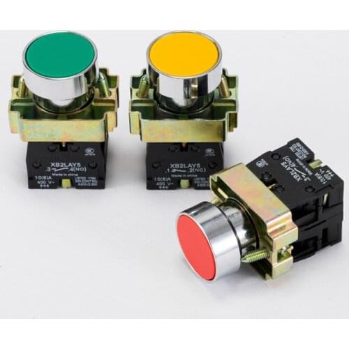 1PCS 22mm Momentary Flush Push Button Switch 600V 10A Spring Return 2 Screw pin