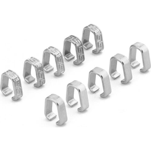 100pcs Stainless Steel 8*9mm Clips Pinch Bail Clasps Buckle Patterned Necklace Hook Connector For DIY Jewelry Making Accessories