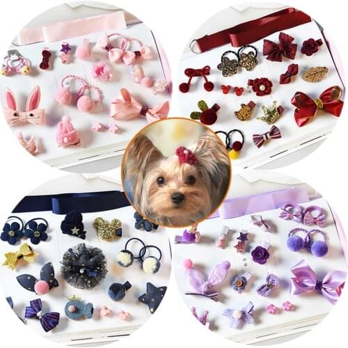 18pcs/set Cute Dog Hairpin Kitten Puppy Boy Girl Party Wedding Pet Grooming Hair Band Clip Pet Accessories Chihuahua Yorkies
