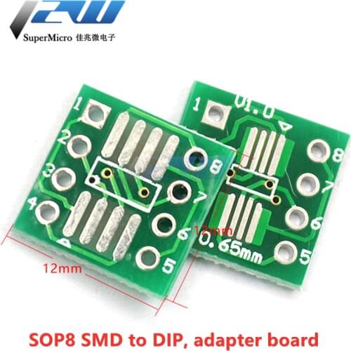 20pcs/lot TSSOP8 SSOP8 SOP8 to DIP8, PCB SOP-8 SOP, Transfer Board, DIP Pin Board Step Adapter