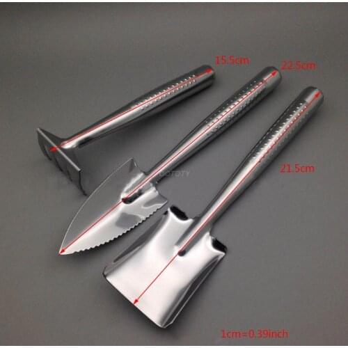OOTDTY 3 Pcs Hand Transplant Shovel and Harrow Hand Rake with Non-Slip Ergonomic Handle Gardening Kit Digging Trowel Bonsai Tool