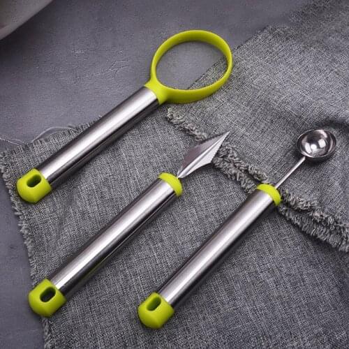 3Pcs Melon Scoops Stainless Steel Carving Knife Watermelon Baller Ice Cream Dig Ball Scoop Fruit Carving Tool Kitchen Gadgets