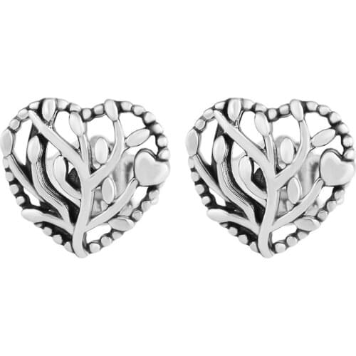 Authentic 925 Sterling Silver Earring Flourishing Hearts Stud Earrings For Women Girl Engagement Wedding Jewelry Brincos Mujer