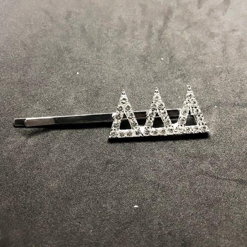 Shiny rhinestone inlaid Greek letter DELTA DELTA DELTA metal hairpin student sorority society member jewelry hair clip