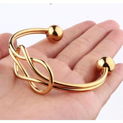 Mens Womens Cuff Bangle & Bracelet Gold-color High Quality Stainless Steel Simple Bracelets Pulseiras Jewelry