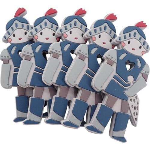 Chenkai 10PCS Silicone Warrior Teether Chewable Nursing Solider Teething For DIY Baby Sensory Pacifier Dummy Jewelry Carton Toy