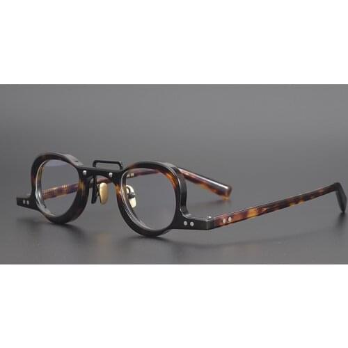 Designer classic tortoiseshell Japanese small square hand made retro glasses mens and womens height small face optical glasses