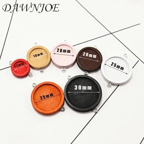 10pcs 12/18/20/25/30 mm Double Connecting ring Wood Cabochon Tray Base DIY Making Jewelry Components Earring Bracelet Finding