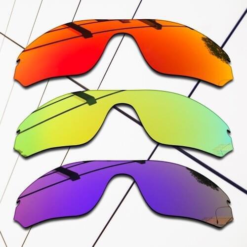 E.O.S 3 Pieces Fire Red & Purple & 24K Gold Polarized Replacement Lenses for Oakley RadarLock Edge OO9183 Sunglasses