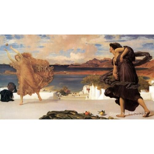 Greek Girls Playing At Ball Frederic Leighton painting for bedroom decoration High quality
