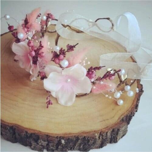 Handmade crown bride crown spring flowers baby shower dried flowers mothers crown birthday tiara newborn custom design