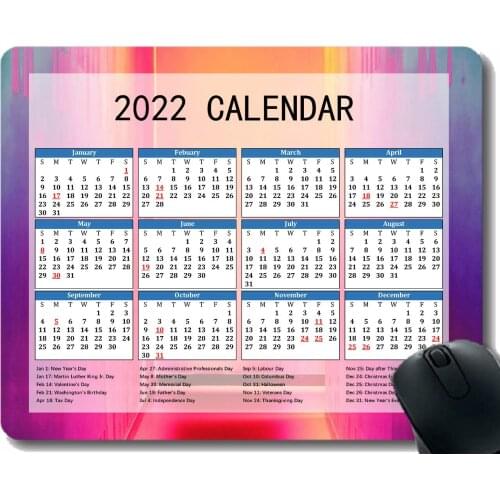 2022 Calendar Mouse Pad,Wall Light Bright Spots Anti-Slip Rubber Mousepad with Durable Stitched Edges