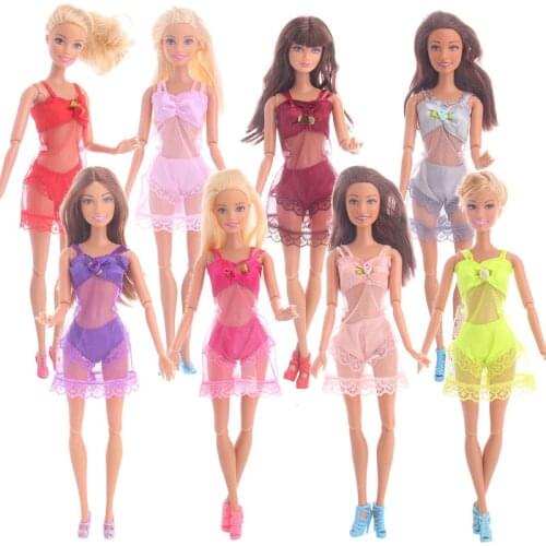 3 Pcs/Set Sexy Pajamas Lingerie Lace Costumes + Bra + Underwear Dress Clothes For Doll Clothes Accessories Toy