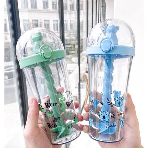 Summer Water Bottle Reusable Insulated Plastic Cartoon Reusable Straw Travel Cup Home Outdoor Hiking Camping контейнер для еды