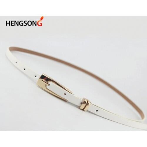 New Arrival Candy Color Thin Pu Leather Belt Female Red Brown Black White Yellow Waist Belts for Women Dress Strap Hot Sale
