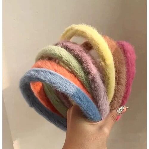 Warm Imitate Rabbit Fur Headband for Women Thicken Plush Wide Hair Hoop Sweet Hair Bands for Girls Bezel New Hair Accessories