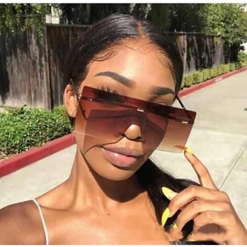 2020 Oversized Brown Sunglasses Women Retro Vintage Sunglasses Luxury Brand Rimless Eyewear oculos de sol feminino Big Shades