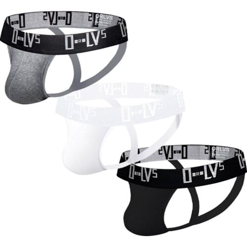 ORLVS G String Thong Set Gay Men Underwear 3pcs/lot Jockstrap Cotton Man Thongs Sexy Lingerie Cross Strap Penis Pouch Bikini