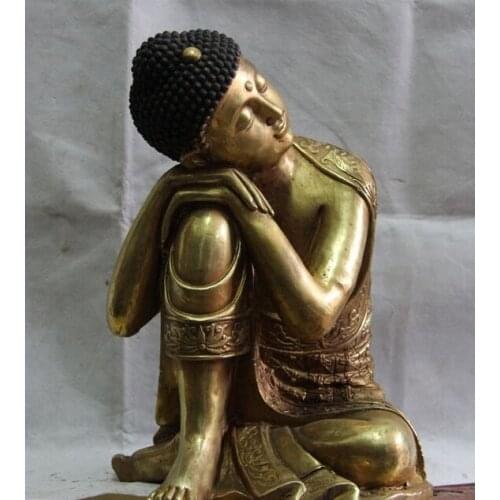 Song voge gem S1143 China Tibet Buddhism Fane Brass Copper Amitabha Sakyamuni Sleeping Buddha Statue