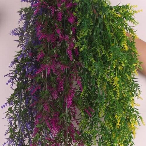 Plastic Artificial Weeping Grass Stem Vine Outdoor Garden Decor 4 Colors