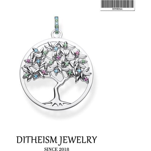 Colorful Tree Charm Pendant, 2020 Spring Brand New Fashion Jewelry 925 Sterling Silver Bohemia Gift For Women Girls Fit Necklace