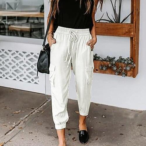 Casual Women Mid Rise Wide Leg Solid Color Pants Loose Trousers Outdoor Streetwear