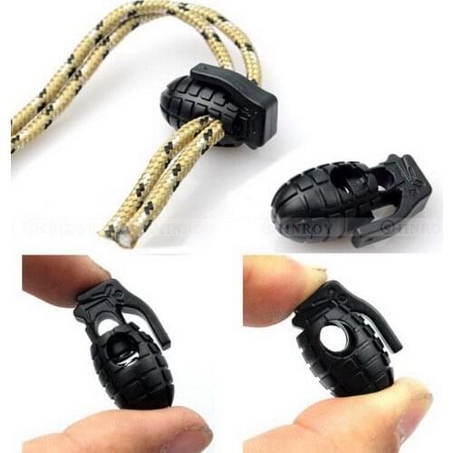 Shoelace Shoe Lace Grenade Buckle Stopper Rope Clamp Paracord Lock Camp Hike Outdoor Survive Cord Clip