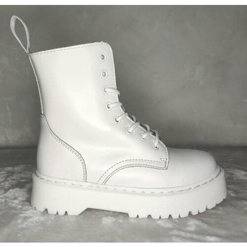 Size34-41 Chunky Motorcycle Boots For Women Autumn 2020 Fashion Round Toe Lace-up Combat Boots Ladies Shoes