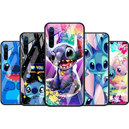 Stitch cartoon cute for Xiaomi Redmi K40 K30 K20 Pro Plus 9C 9A 9 8A 7 Luxury Shell Tempered Glass Phone Case Cover