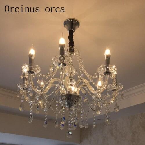 European style led candles crystal chandeliers living room bedroom restaurant modern simple and warm crystal lamp