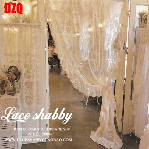 French Rococo Vintage Garland Embroidered Curtains White Sheer Curtain for Window Living Room Voile Curtain with Ruffled Warp