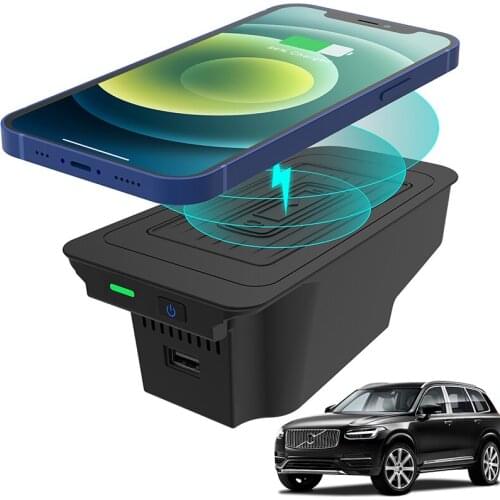 1PCS Qi Car Wireless Charger Induction Fast Charging for Volvo XC90 XC60 S90 S60 V90 V60 2016-2021 Mobile Phone Charging Holder