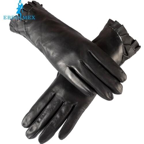 2021 leather gloves,Genuine Leather,Black,red,beige,shirring design female leather gloves,leather winter gloves,women gloves