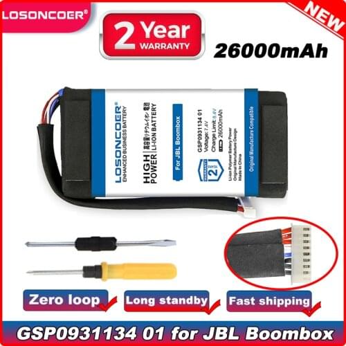 26000mAh GSP0931134 01 Battery For JBL Boombox Player Speaker Bluetooth Li Polymer Rechargeable Pack Replacement Batteries