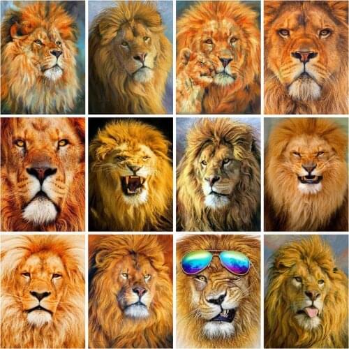 5D Diamond Art Painting Lion Mosaic Kits Diamond Embroidery Full Square Drill Animal Home Decor Picture Of Rhinestones Mosaic