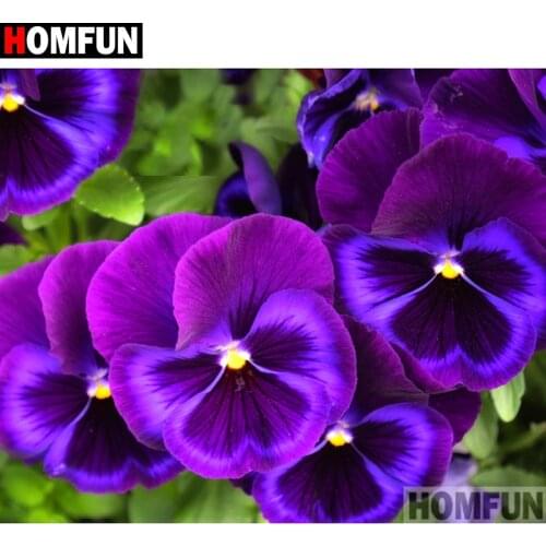 HOMFUN Full Square/Round Drill 5D DIY Diamond Painting "purple flower" 3D Diamond Embroidery Cross Stitch Home Decor A18890