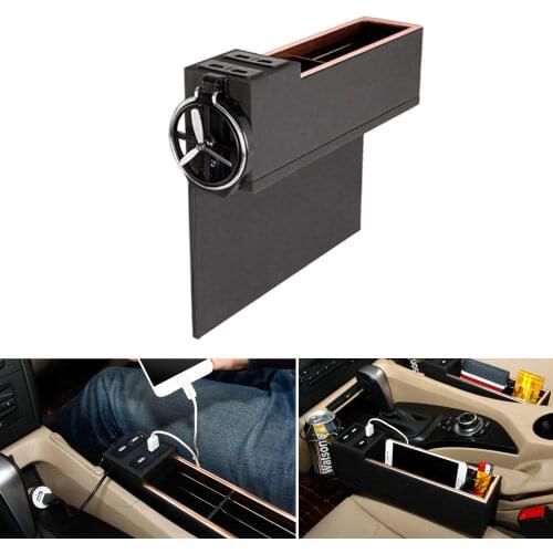 Car Drivers Side Coin Phone Storage With Cup Holder 4USB Charger Organizer Box Fit for Polo Mazda Audi Universal Car Styling