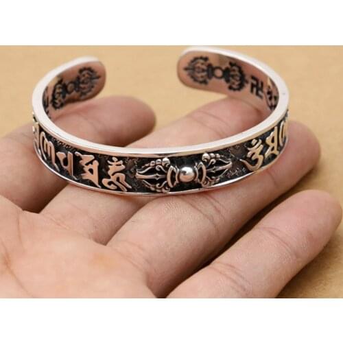 Real Solid 925 Sterling Silver Cuff Bracelet Vajra Punk Jewelry F Men Women A3102