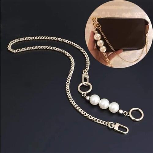 Fashion Woman Bag Chain Replacement Metal Shoulder Bag Straps for DIY Handbag Handles Pearl Extension Chain Bag Accessories