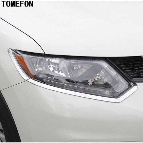 For Nissan X-Trail X Trail Rogue T32 2014 2015 2016 Headlights Eyebrow Cover Front Lights Trim ABS Chrome Car Styling
