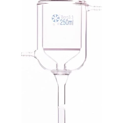 Double deck sand core filter funnel,250ml,Jacketed glass sand plate bush funnel,Filtration funnel,Bush funnel